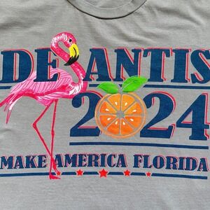 Port & Company DeSantis 2024 Make America Florida Graphic T-Shirt Gray Large